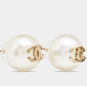 Chanel CC Faux-Pearl Stud Earrings